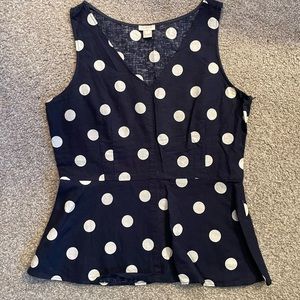 Navy Polka Dot Peplum Top - image 1